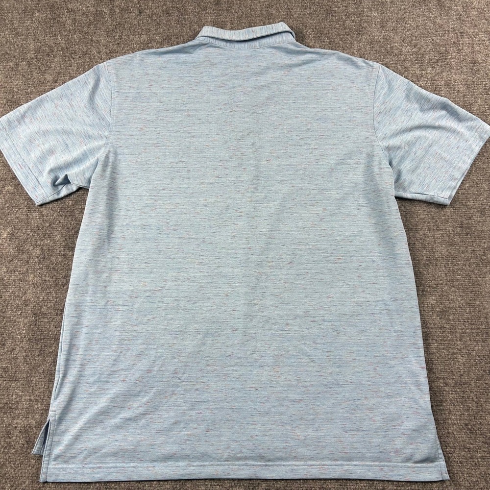 Peter Millar Polo Shirt Mens Large Blue Space Dye Performance MF18EK62S Golf - Picture 6 of 9